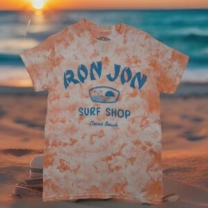 Brand New Ron Jon Surf Shop T-Shirt Mens Small Orange Tie Dye Cocoa Beach FL